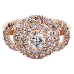 IGI Certified 0.94ctw Round Fancy Pink Diamond 14k Rose Gold Ring