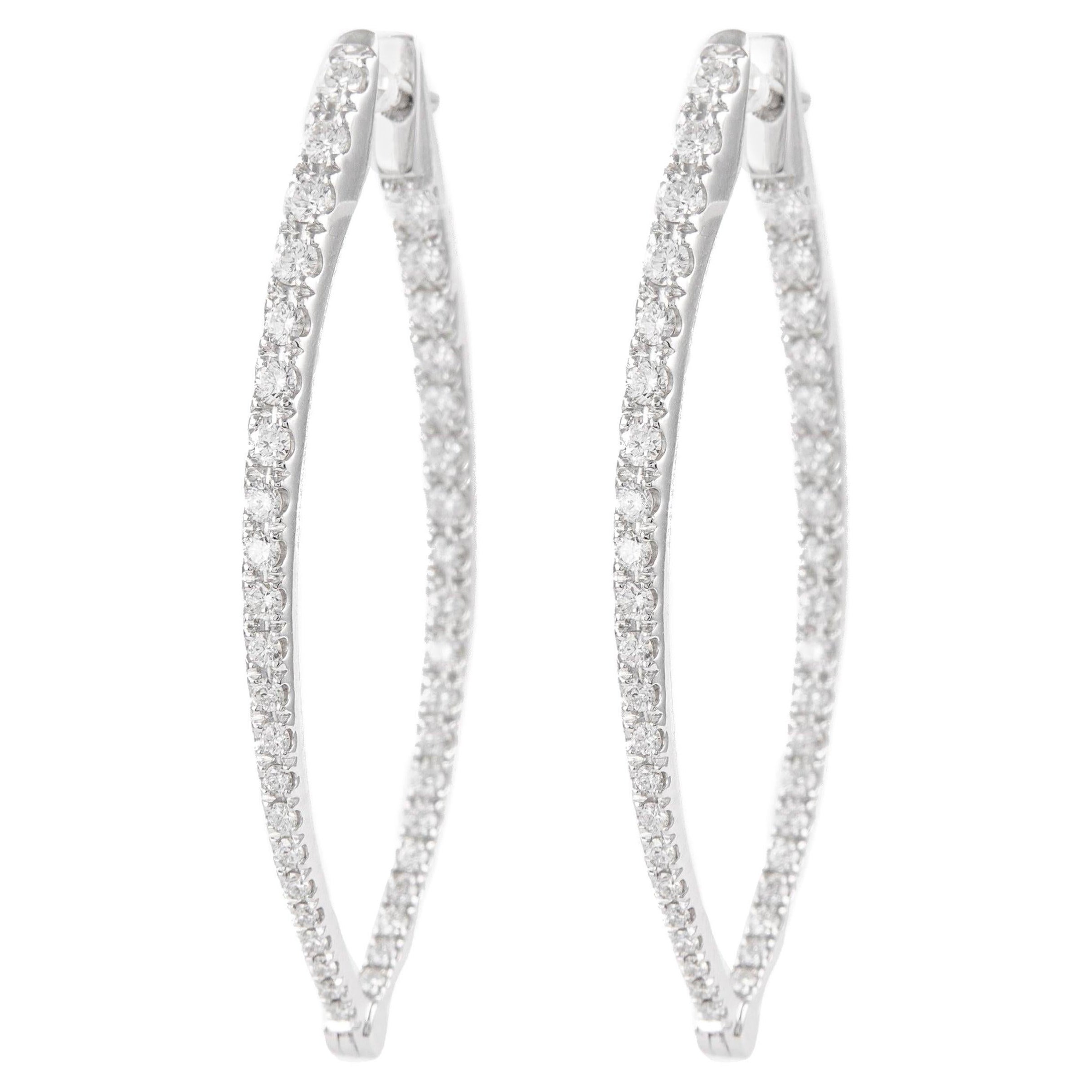 Alexander Beverly Hills 2.00ct Diamond Hoop Earrings 18k White Gold