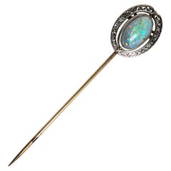 Louis Comfort Tiffany Opal and Filigree Stick Pin