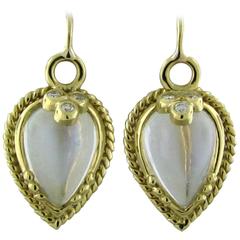 Temple St. Clair Chinese Bead Gold Moonstone Diamond Earrings