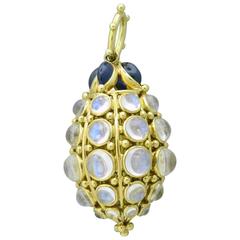 Temple St. Clair Gold Sapphire Blue Moonstone Bee Hive Pendant 2