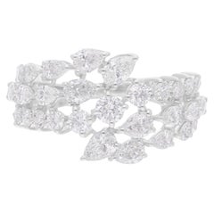 Anillo de diamantes talla brillante redonda pera SI/H de 2,7 quilates Joyas de oro blanco de 14 quilates