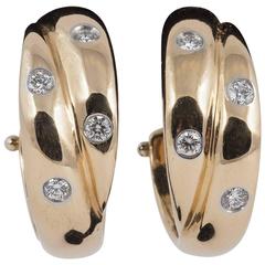 Tiffany & Co. Diamond Gold Hoop Earclips 5