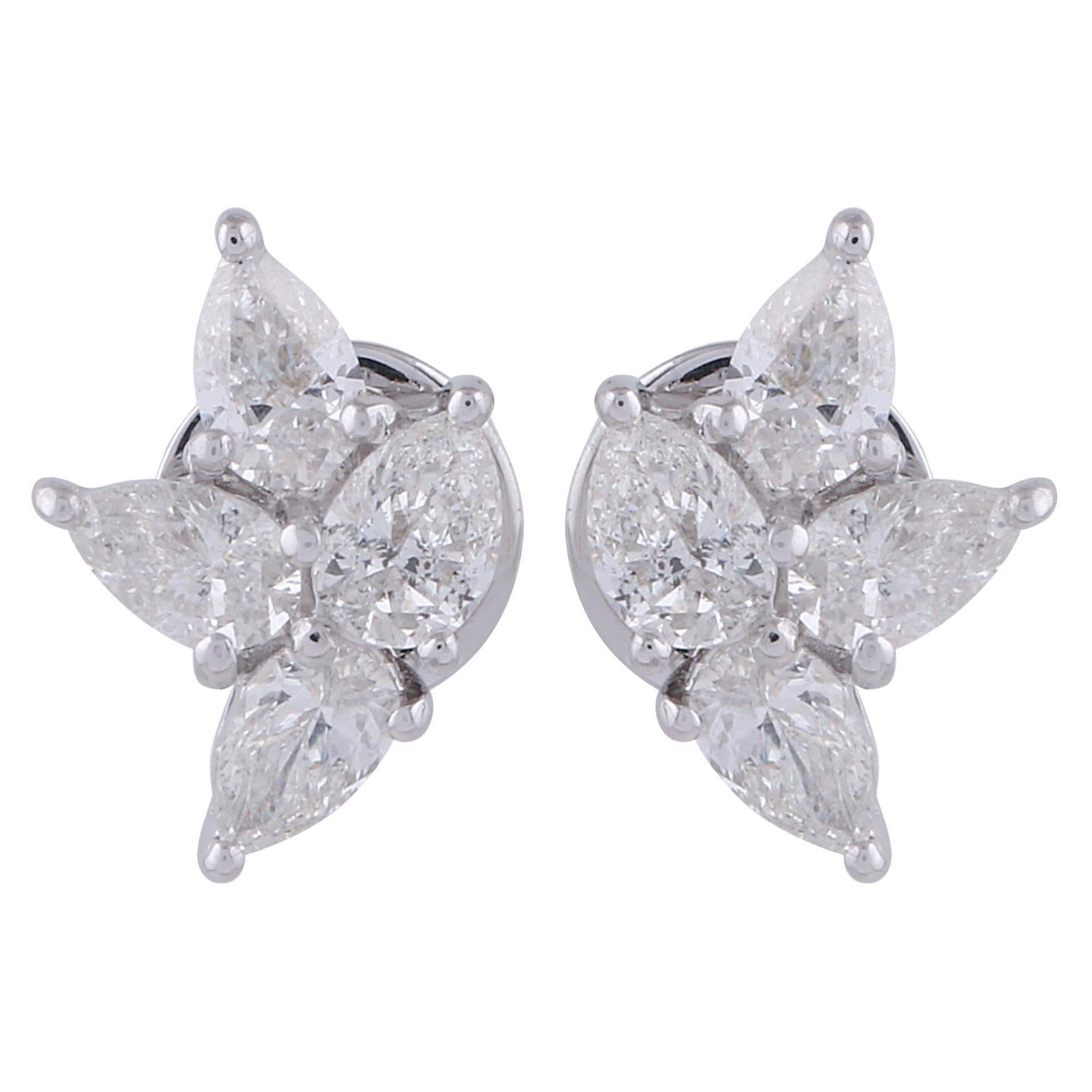 1.50 Carat SI Clarity HI Color Pear Diamond Stud Earrings 14 Karat White Gold