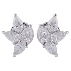 1.50 Carat SI Clarity HI Color Pear Diamond Stud Earrings 14 Karat White Gold