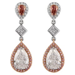Alexander Beverly Hills 5.11ct Pear & Fancy Instence Pink Diamond Earrings 18k