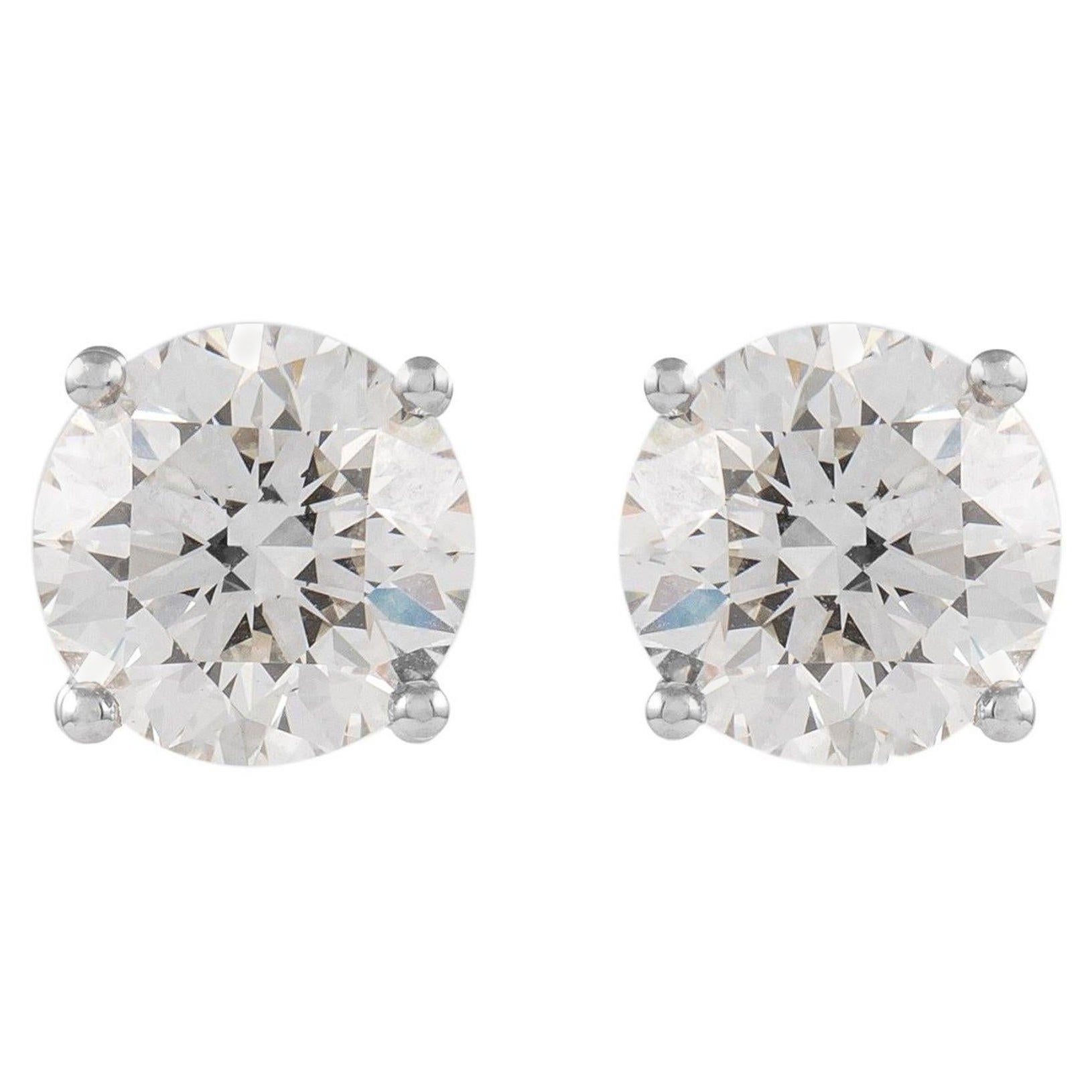 Alexander GIA 6.06 Carat Round Diamond I/J VS1 Stud Earrings 18k White Gold