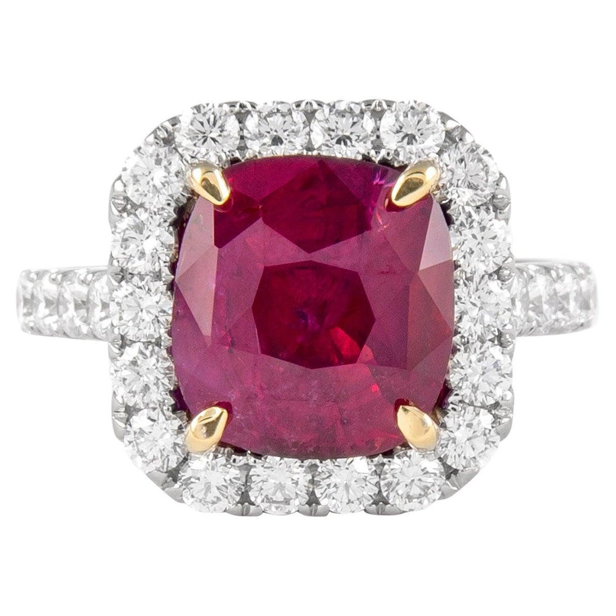 Alexander Beverly Hills GIA Certified 5.24ct No Heat Ruby with Diamonds Ring 18k For Sale