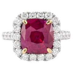 Alexander Beverly Hills Anillo de diamantes con rubí de 5,24 ct certificado por el GIA 18k