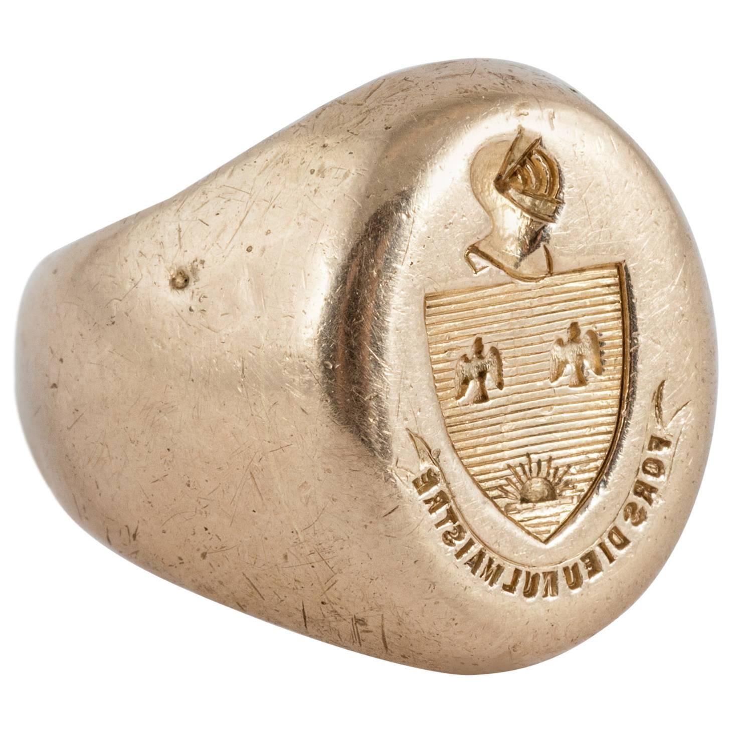 French Gold Signet Ring For Sale