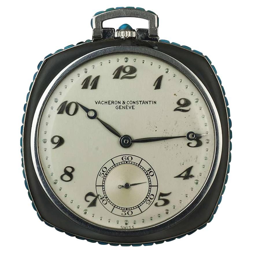 Vacheron and Constantin Platinum Square Pocket Watch Retailed by