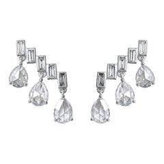 Enlightenment Baguette & Rose Cut Diamond Ear Climbers Platinum