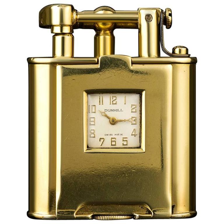 Dunhill Rare Gold Swing Arm Pocket Watch Lighter 1930s at 1stDibs