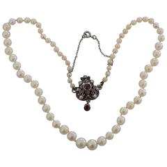 Antique Silver Garnet and Pearl chocker necklace 7