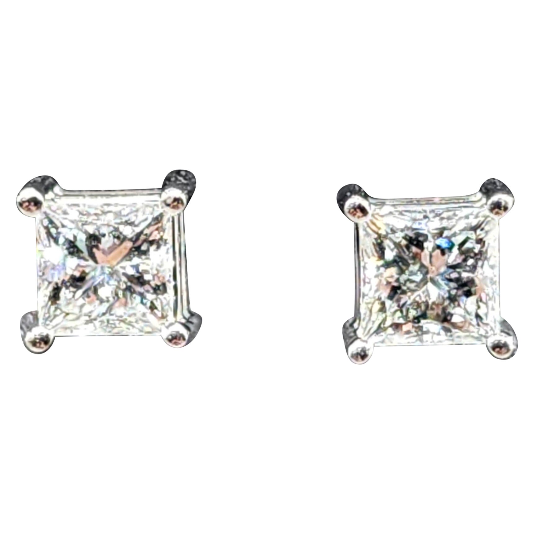 1.00 ct Princess Cut Diamond Stud Earrings