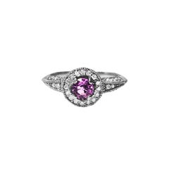 Anello Vintage con zaffiro rosa 1ct in oro 14k