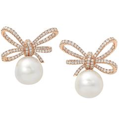 VANLELES Diamond Gold Pearl Lyla's Bow Earrings 6