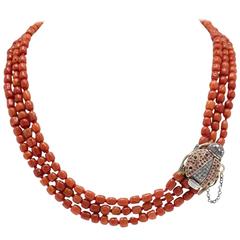 Luise Diamonds Rubies Blue Sapphires Coral Multi-Strand Necklace