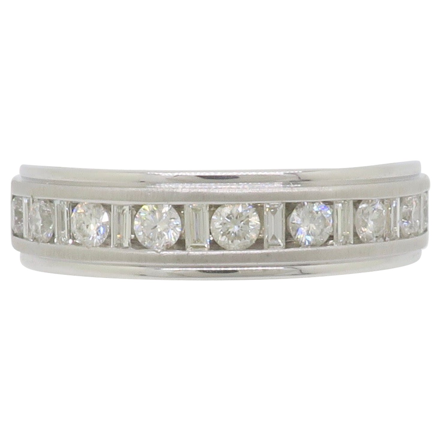 Men's Baguette & Round Diamond Band For Sale