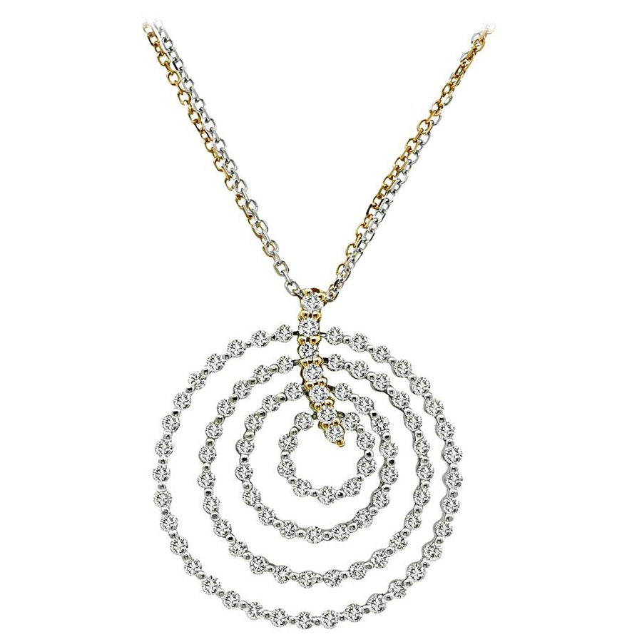 2.75ct Diamond Gold Two Tone Gold Pendant Necklace