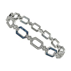 Pulsera Estilo Art Déco 1,14ct Diamante 2,02ct Zafiro