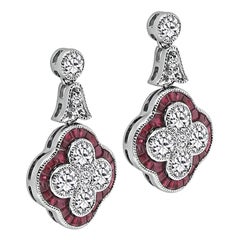 Pendientes de diamante 0,96 ct y rubí 0,92 ct