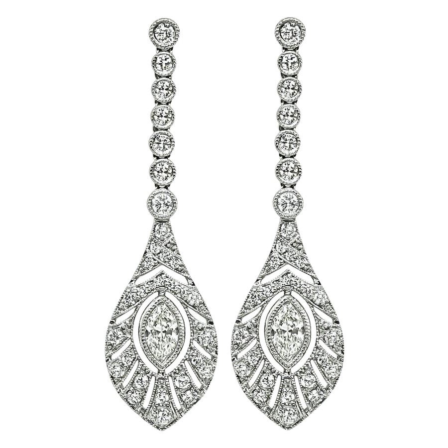 2.17ct Diamond Dangling Earrings For Sale