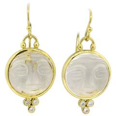 Temple St. Clair Gold Diamond Crystal Moonface Drop Earrings 3