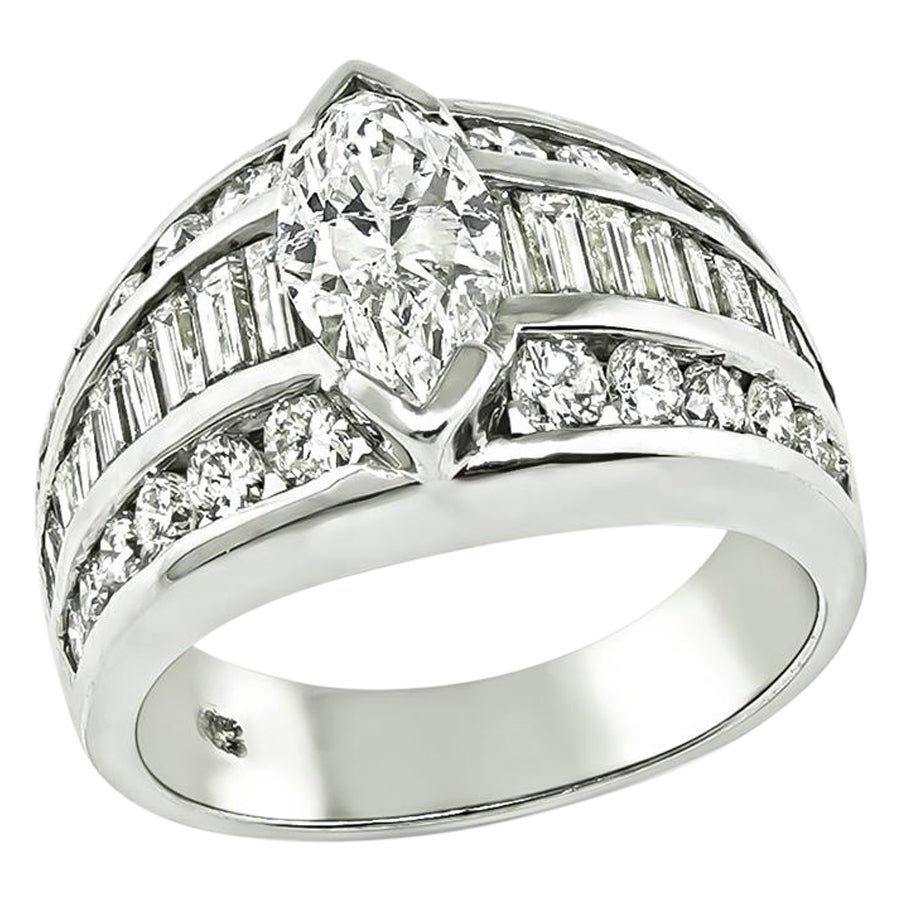 1.25ct Center Diamond 2.00ct Diamond Gold Ring