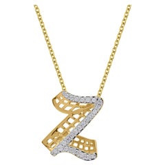 TJD 0,25 Karat Z' Initialen-Diamant-Anhänger mit 3D-Alphabet in 18 Karat Gelbgold