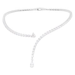 10.17 Carat SI/H Pear Round Brilliant Cut Diamond Choker Necklace 14k White Gold