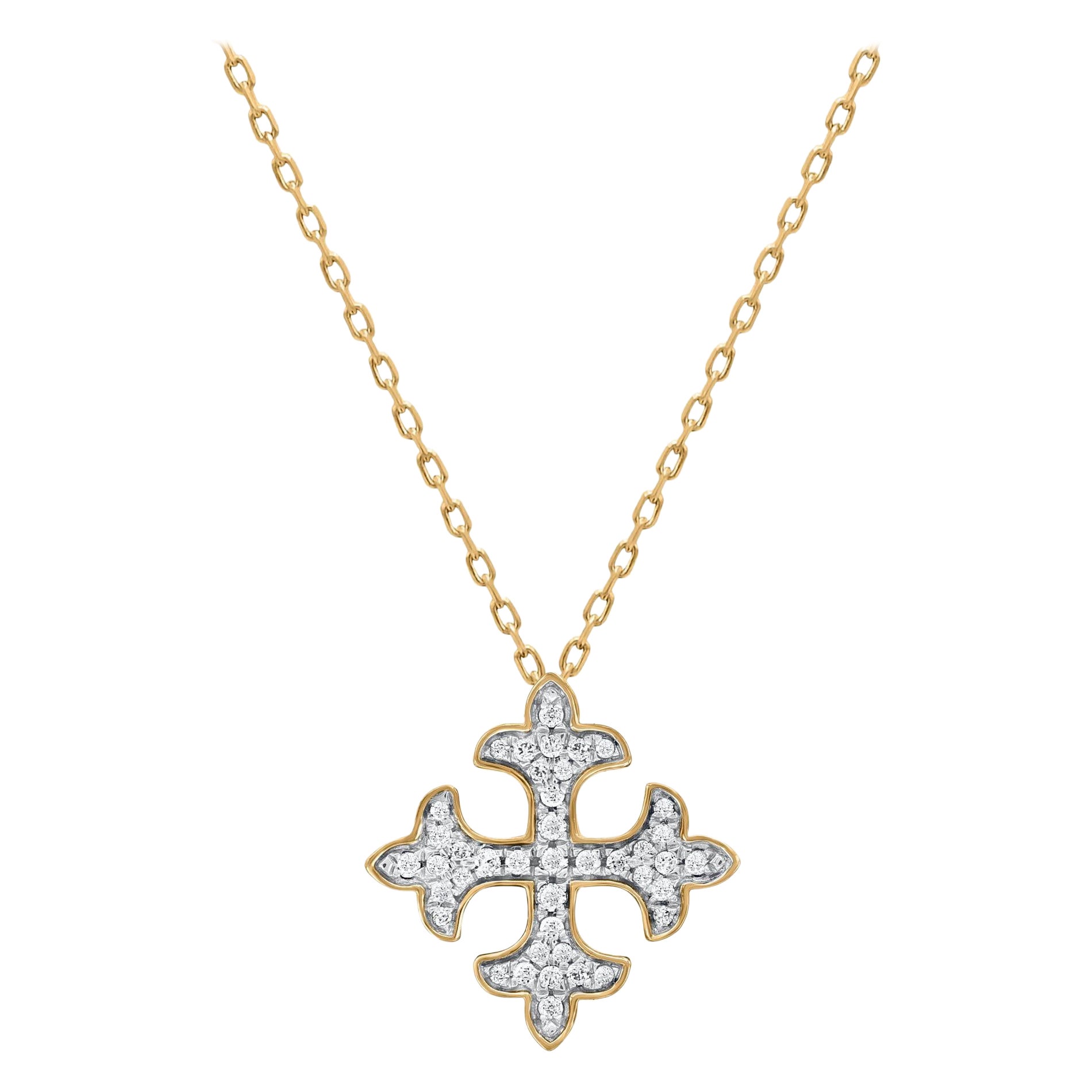 TJD Collar Colgante Vintage con Diamante Natural de 0,12 Quilates en Oro Amarillo de 14 Kilates