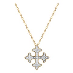 TJD Collar Colgante Vintage con Diamante Natural de 0,12 Quilates en Oro Amarillo de 14 Kilates