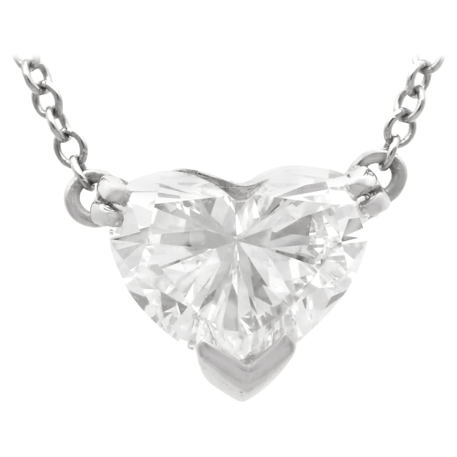 Vintage 1.00 Carat Heart Cut Diamond Solitaire Pendant