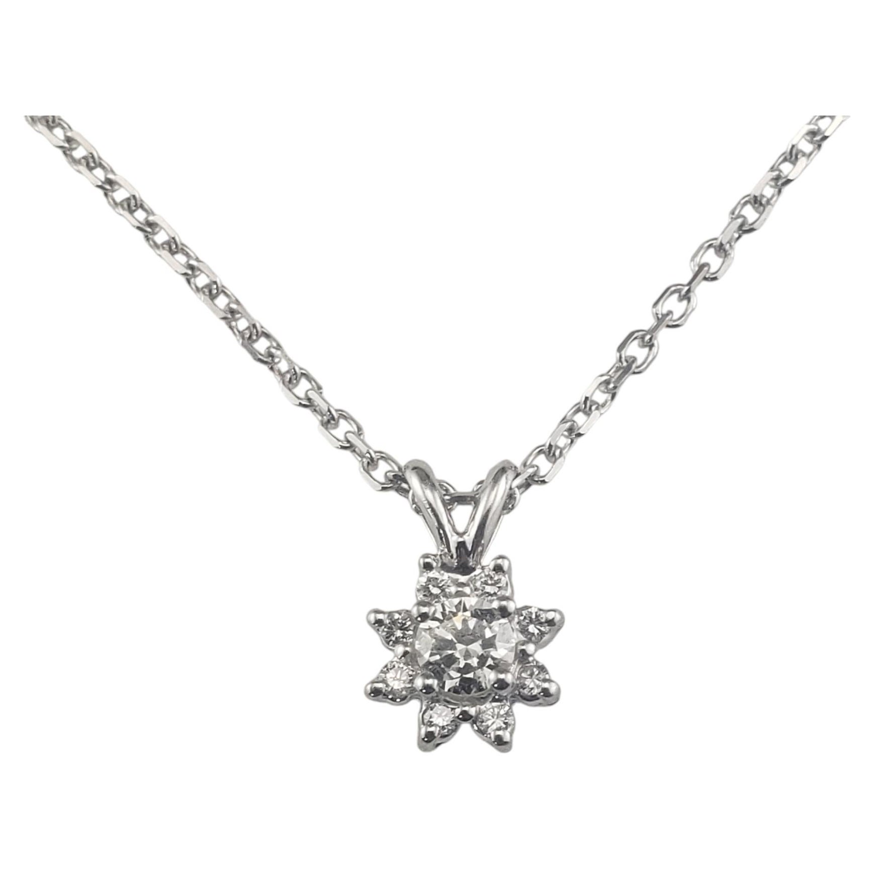 14 Karat White Gold Diamond Cluster Pendant Necklace #19667 For Sale