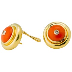 Tiffany & Co. Paloma Picasso Coral Diamond Gold Earrings
