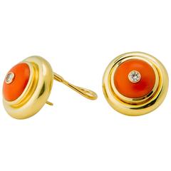 Tiffany & Co. Paloma Picasso Coral Diamond Gold Earrings