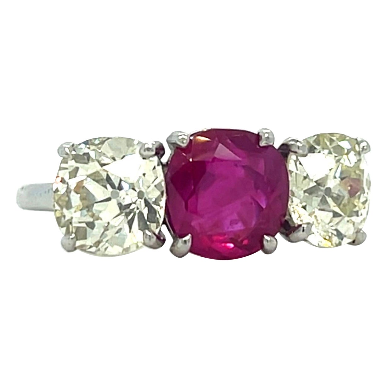 Estate Cartier Burmese Ruby and Diamond Ring