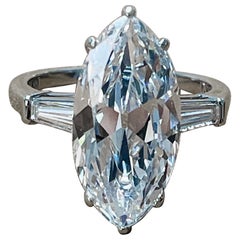 Golconda Type 11A Old Cut Marquise Diamond Ring In Platinum, By Bulgari. GIA