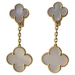 Van Cleef & Arpels VCA Mother of Pearl 18-Karat Gold Magic Alhambra Earrings