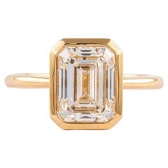 Alexander Beverly Hills GIA 3ct Emerald Cut Diamond Ring 18k Yellow Gold