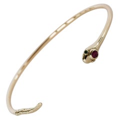 Bracelet jonc serpent émeraude rubis style victorien J Dauphin