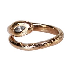 Anello a serpente con smeraldo e acquamarina Stile vittoriano J DAUPHIN