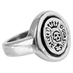 Victorian Style Crest Siegelring Totenkopf Silber
