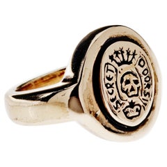 Bague Signet Crest Homme Crâne Victorien Memento Mori Style