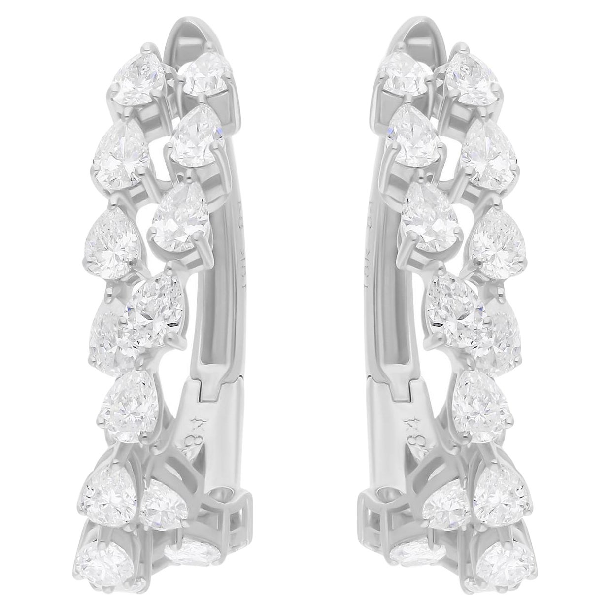 Pendientes de diamantes naturales en forma de pera de 1,80 quilates SI/H Joyas de oro blanco de 14 quilates