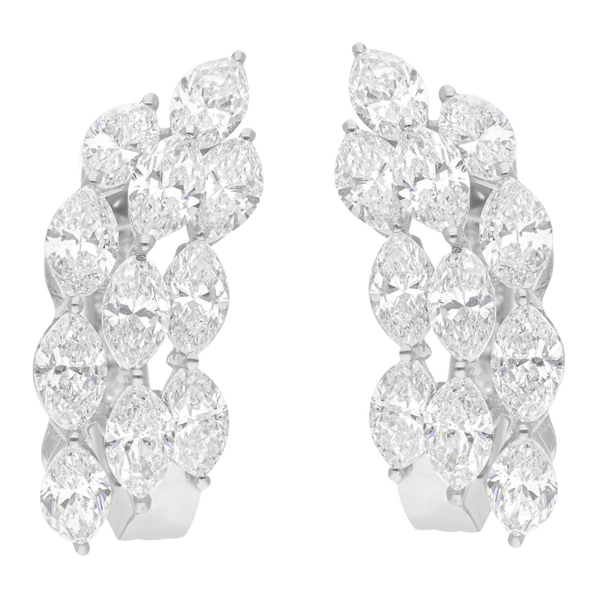 Ohrringe 4.3 Karat SI Reinheit HI Farbe Marquise Diamant Creolen 14 Karat Weißgold
