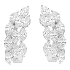 Ohrringe 4.3 Karat SI Reinheit HI Farbe Marquise Diamant Creolen 14 Karat Weißgold