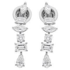Orecchini di diamanti naturali a forma multipla da 1,77 carati SI/H Gioielli in oro bianco 14 carati