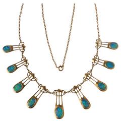 Murrle Bennett & Co Gold Opal Art Nouveau Necklace